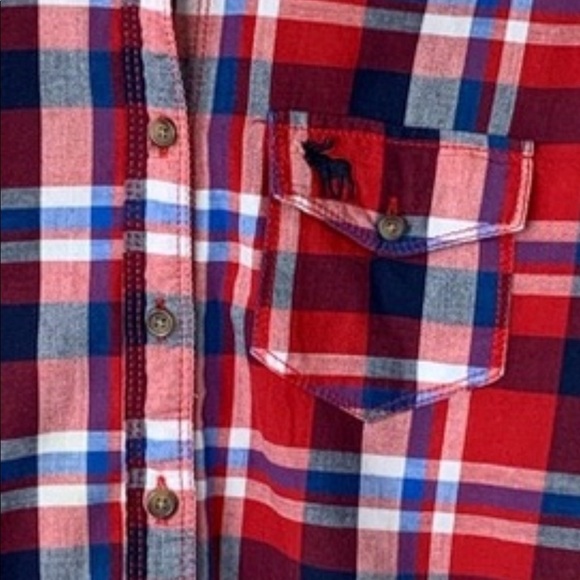 Girls Abercrombie Red Plaid Button Front Shirt Size XL - Picture 6 of 7